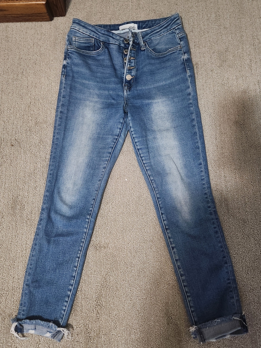 Women's Light Blue Boyfriend Jeans with Button-Fly